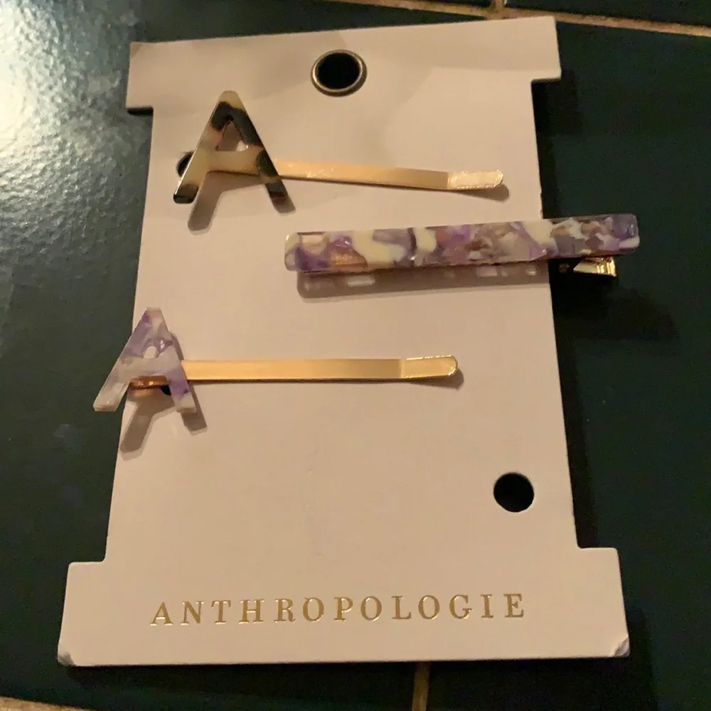Anthropologie barrette set . NWT letter‎ A and 2nd set letter R